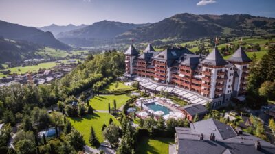 An aerial view of The Alpina in Gstaad, Switzerland