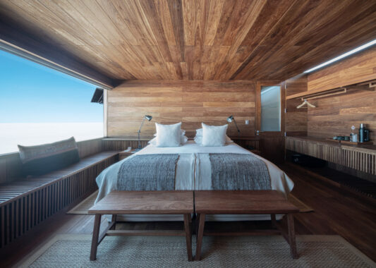 A bedroom in Explor Uyuni lodge in Bolivia