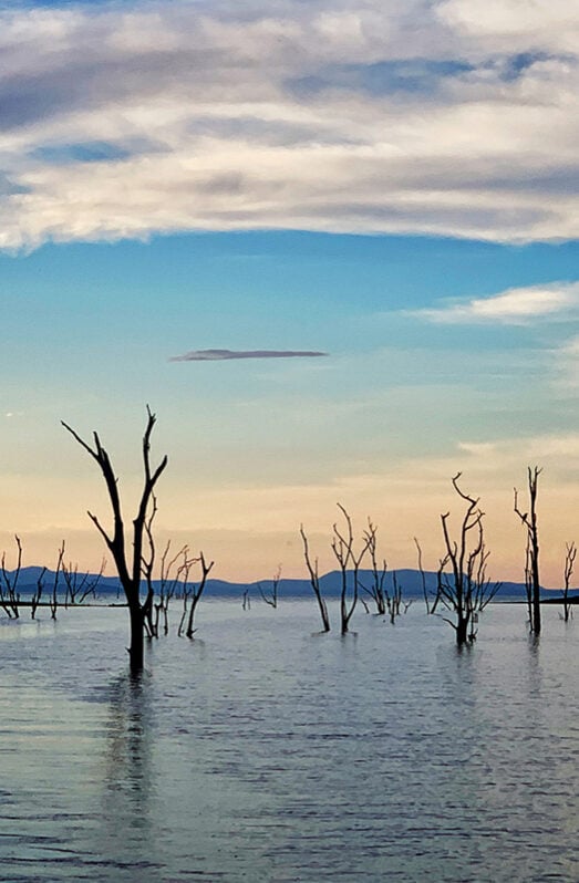 Lake Kariba at sunset, in Matusadona National Park, Zimbabwe