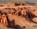 The flaming cliffs in Mongolia's Gobi Desert