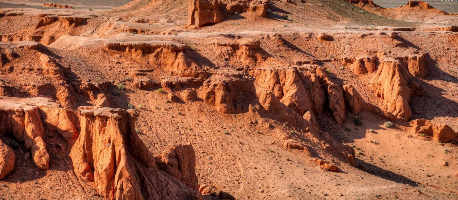 The flmaing cliffs in Mongolia's Gobi Desert