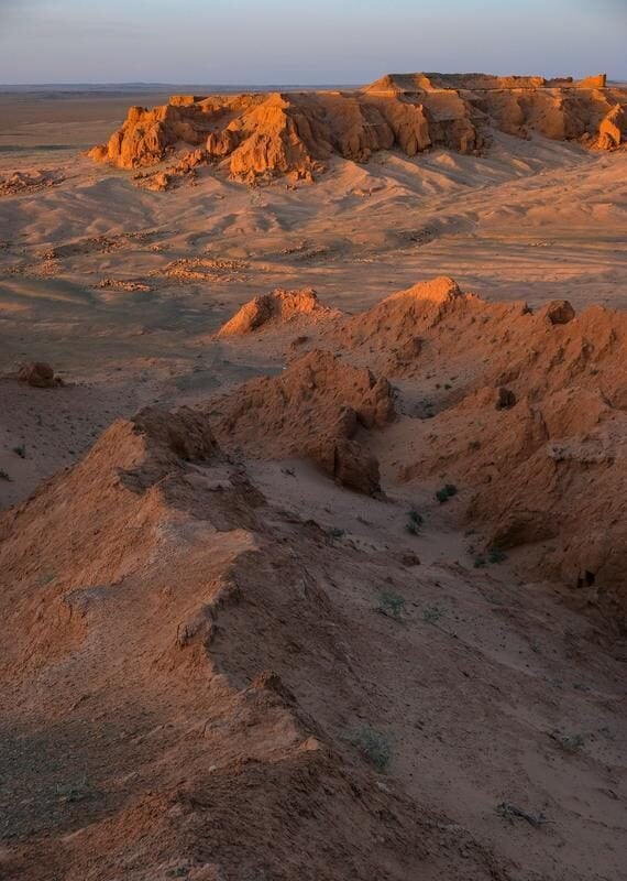 The flaming Cliffs in Mongolia's Gobi Desert