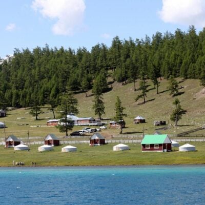 Huts on the shores of Lake Khovsgol, Mongolia