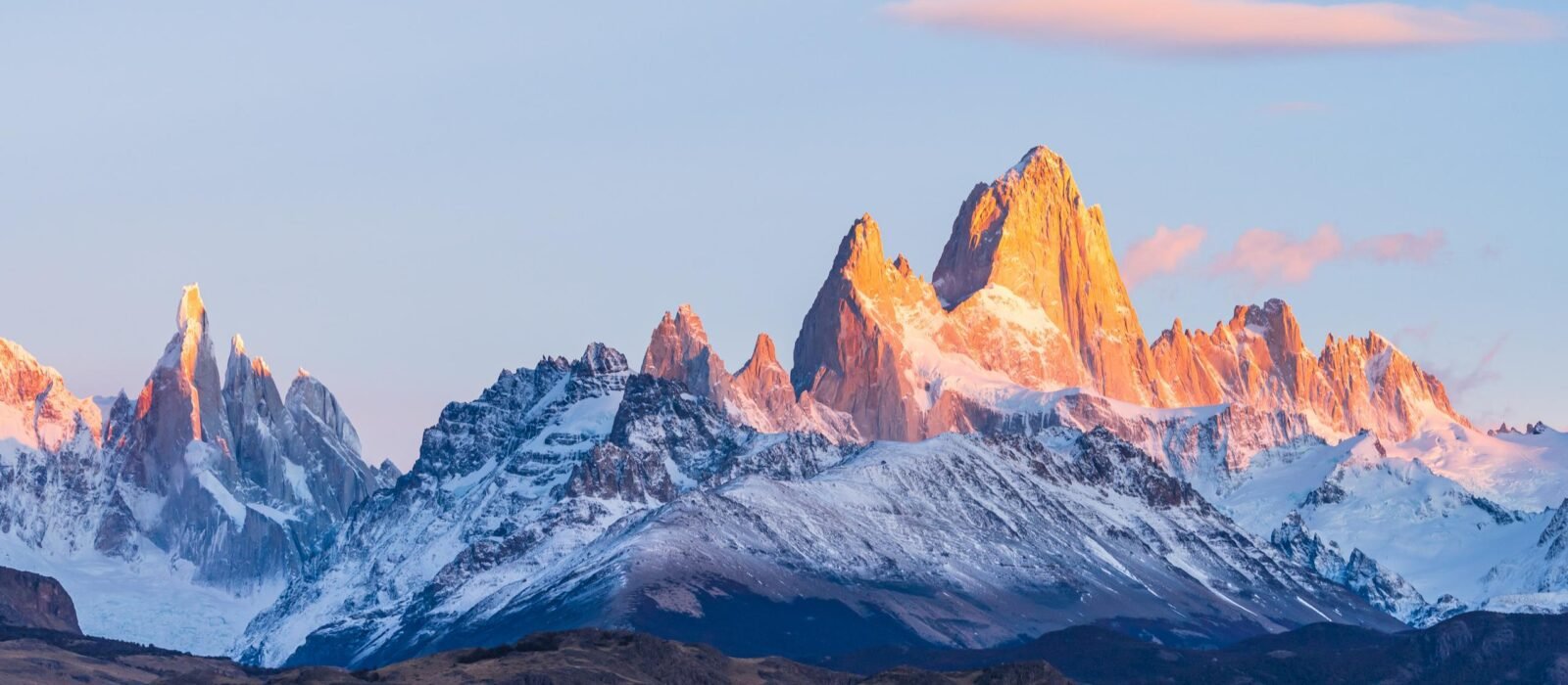 Sunrise over Mount Fitz Roy, near El Chalten in Argentina