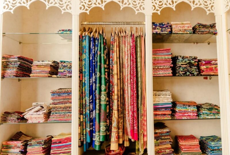 A shop selling colourful sarees in India