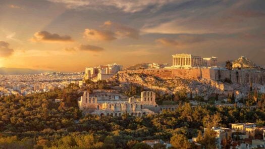 Akropolis of athens at sunset