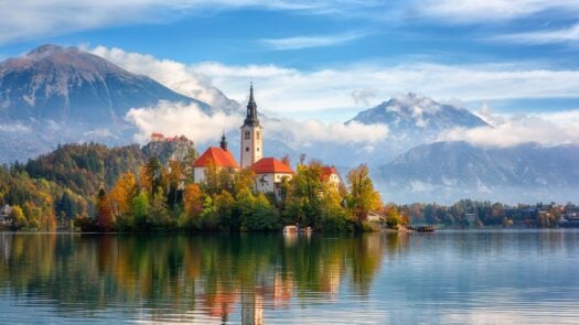 Lake Bled in Slovenia in autumn