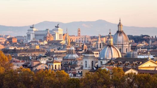 Rome at sunset in winter