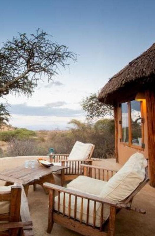 An outdoor terrace at Lewa Wilderness in Kenya