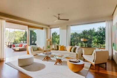 A living area in a suite at Six Senses Vana in India