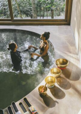 Singing bowls therapy at Six Senses Vana in India