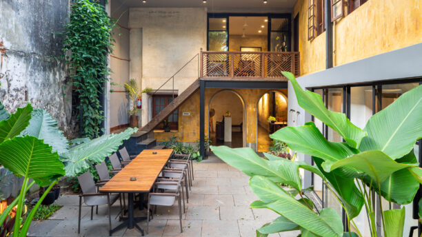 Outdoor courtyard at the Postcard Mandalay Hall, India