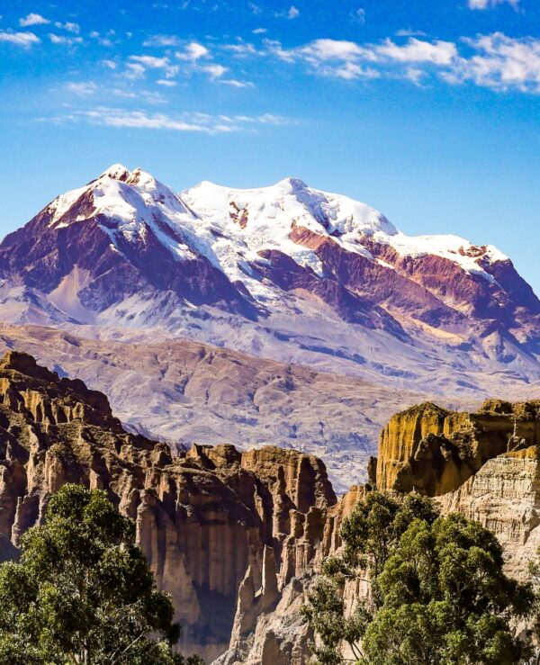 scenic View of Mount Illimani in La Paz Bolivia