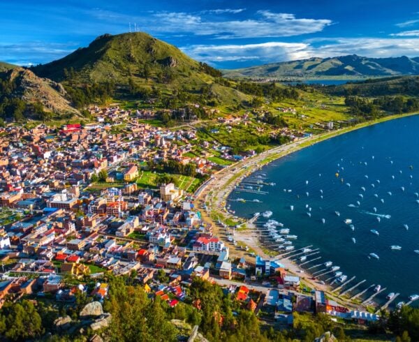 Town of Copacabana and the lake of Titicaca, Bolivia