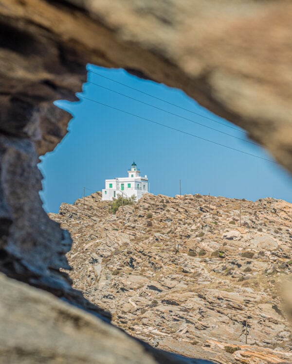 Lighthouse on Korakas cape at Paros island, Greece