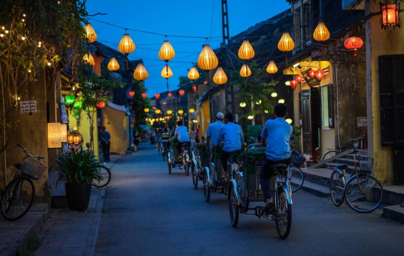 Night time cycling with lanterns in Hoi An, Vietnam