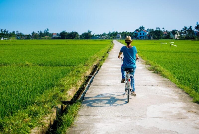 Bicycling in the rice-fields of Hoi An, Vietnam