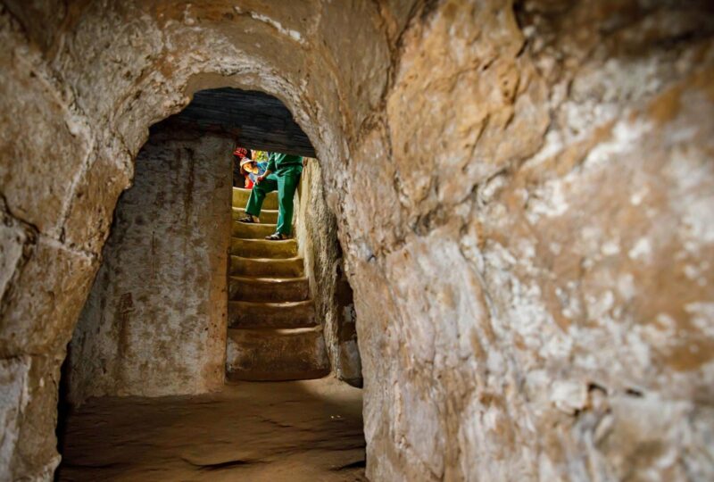 The Vietnam War tunnel of Cu Chi at Saigon in Vietnam