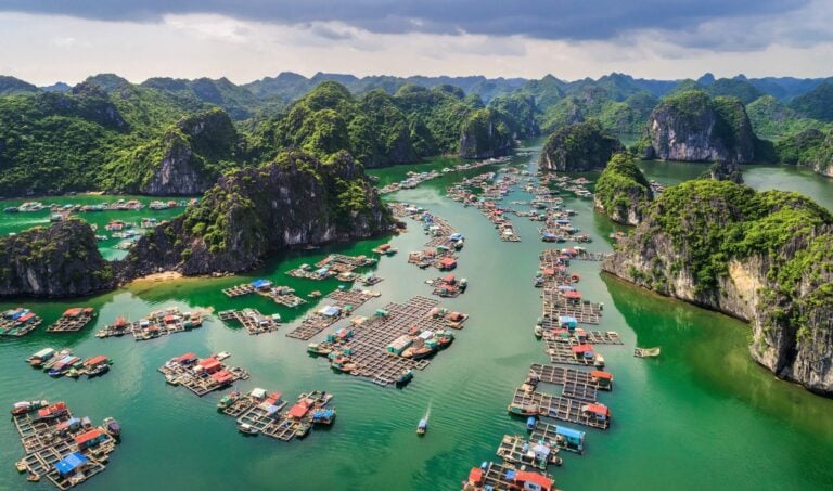 Floating fishing village near Lan Ha Bay, Vietnam