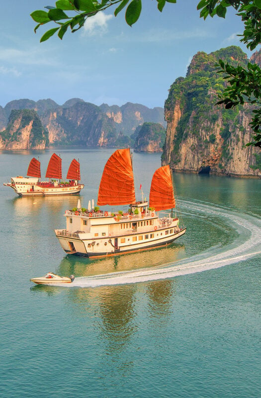 Boats sailing in Halong Bay, Vietnam