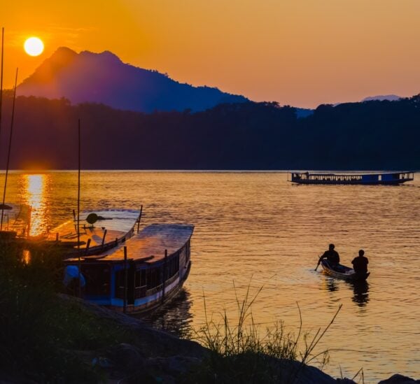 Sunset at Mekong river, Luang prabang Laos.