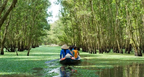 Tourism rowing boat in Mekong delta, Vietnam