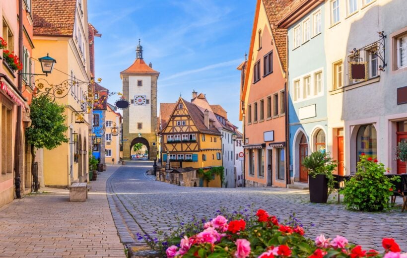 Rothenburg ob der Tauber, Bavaria, Germany. Medieval town of Rothenburg on a summer day.