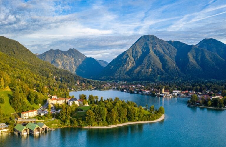 Tegernsee, Germany. Lake Tegernsee in Rottach-Egern (Bavaria), Germany near the Austrian border. Aerial view of the lake 