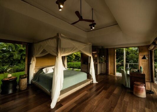 Tented bedroom at Islas Secas private island resort, Panama