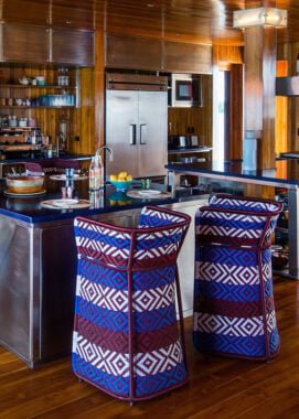 Kitchen and dining area at Sweet Bocas private island resort, Panama