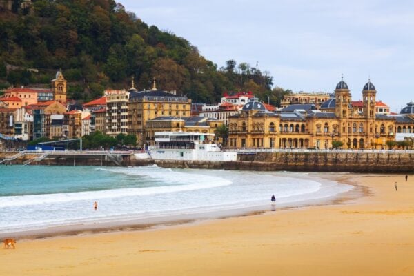 La Concha beach in autumn day at San Sebastian, Spain