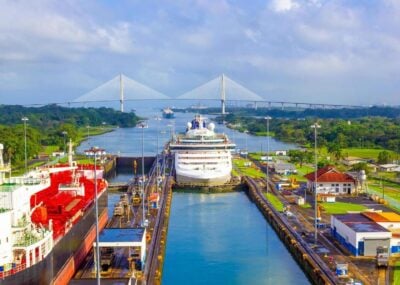 View of Panama Canal from cruise ship