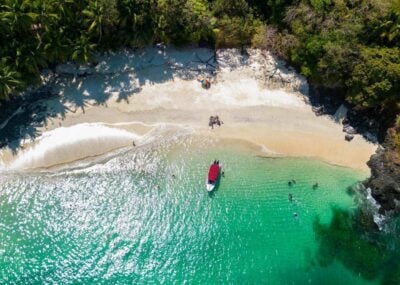 Aerial view of a private beach in the Gulf of Chiriqui