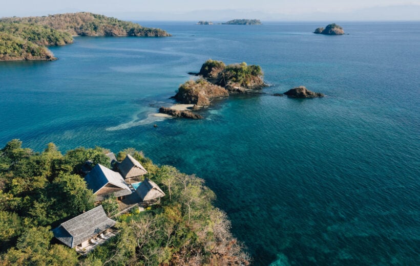 Aerial view of Islas Secas private island in Panama