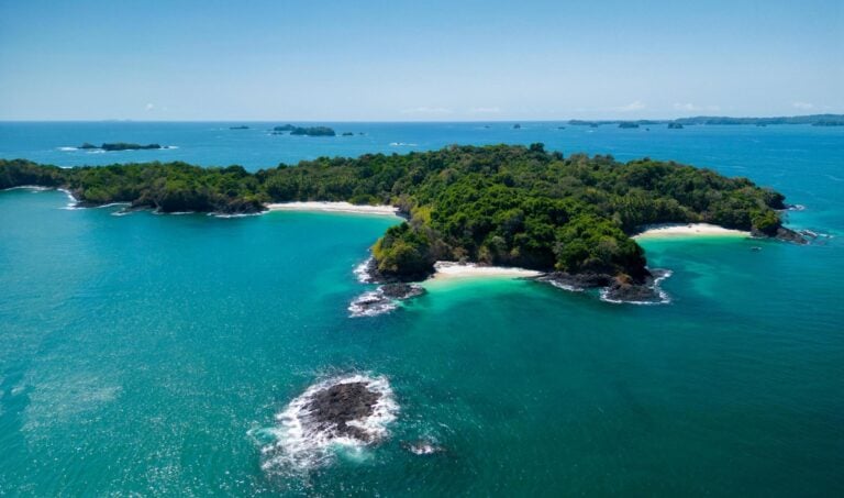 Aerial view of an island in the Gulf of Chiriquí, Panama