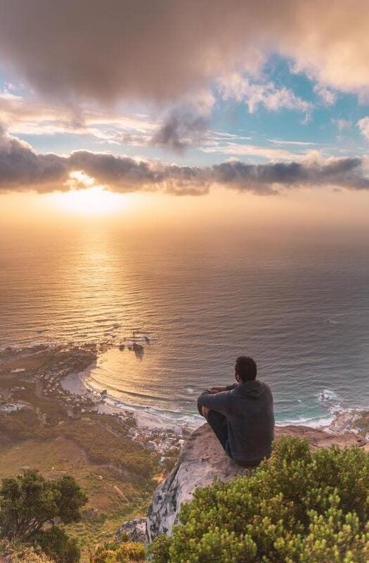 Lion's head hike in Cape Town with a beautiful sunset view