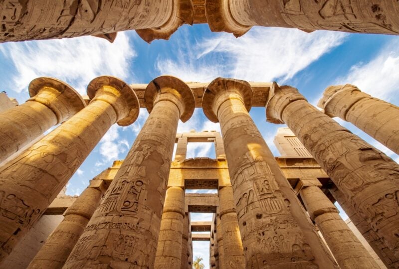 The great columns at the Karnak Temple in Luxor Thebes Egypt