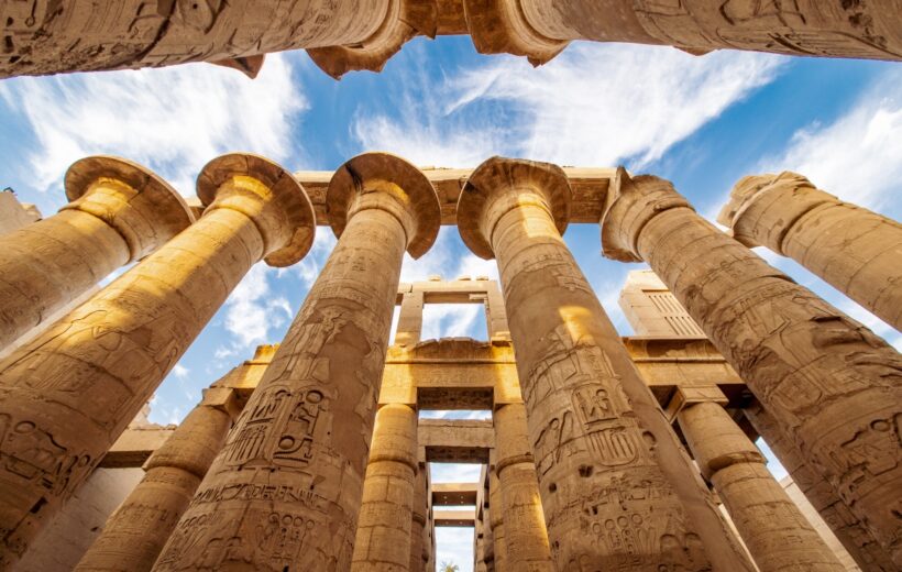 The great columns at the Karnak Temple in Luxor Thebes Egypt