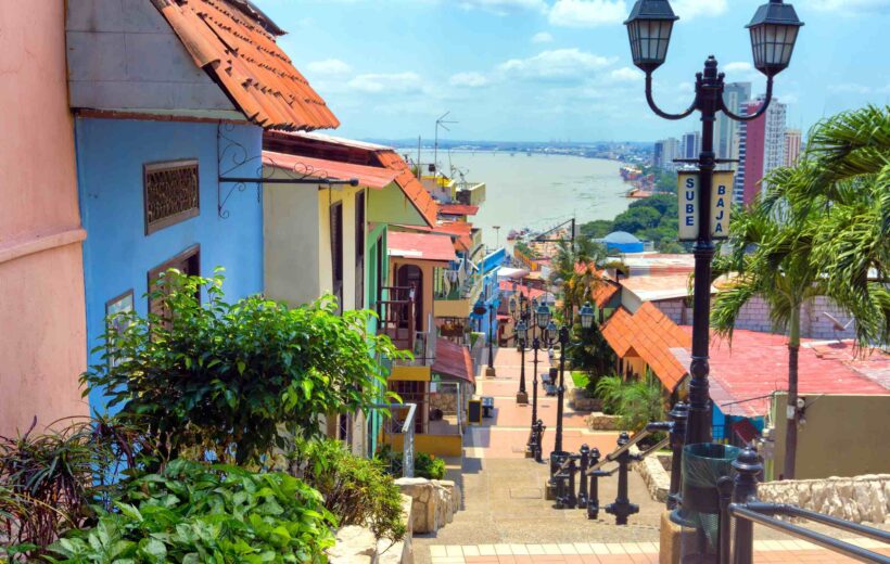 A stepped pathway through the colourful city of Guayaquil in Ecuador