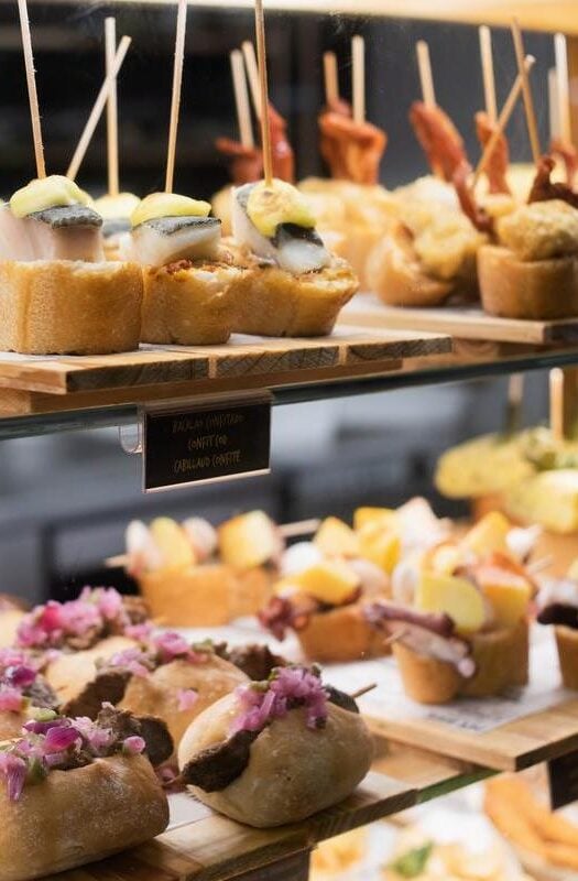 Traditional pinxtos bar snacks in San Sebastian, Spain