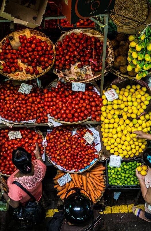 Outdoor food market in Mauritius