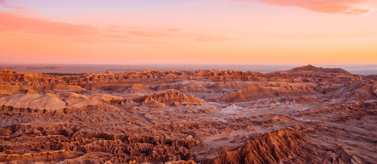 sunset over Valle de la Luna in the Atacama Desert, Chile