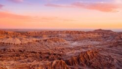 sunset over Valle de la Luna in the Atacama Desert, Chile