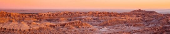 sunset over Valle de la Luna in the Atacama Desert, Chile