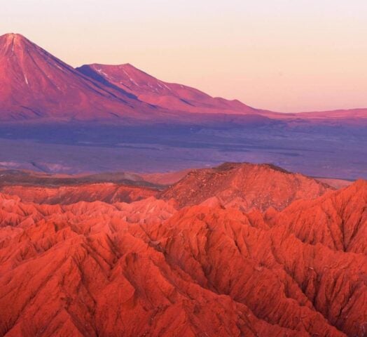 Sunset over the valleys of the Atacama Desert, Chile