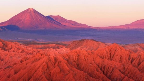 Sunset over the valleys of the Atacama Desert, Chile