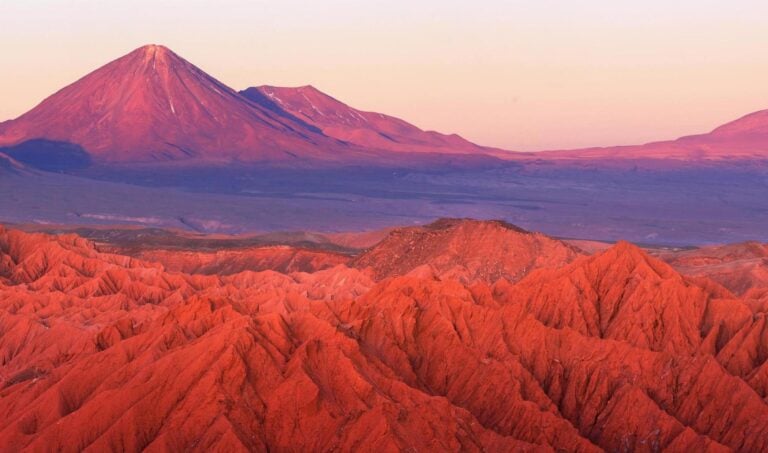 Sunset over the valleys of the Atacama Desert, Chile