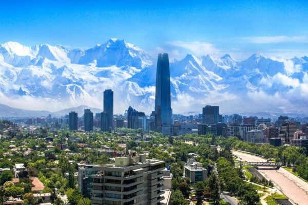 Santiago skyline with Andes in the background