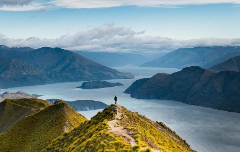 Roys peak mountain hike in Wanaka New Zealand.