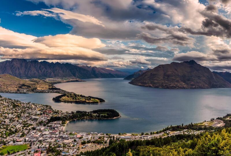 Aerial view of Queenstown, New Zealand